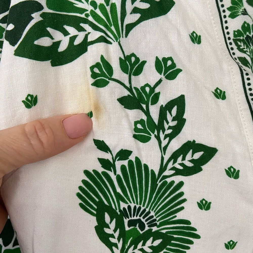 SOLD FARM Rio White Maxi Dress with Green Floral Print size small Flaw - Picture 5 of 7